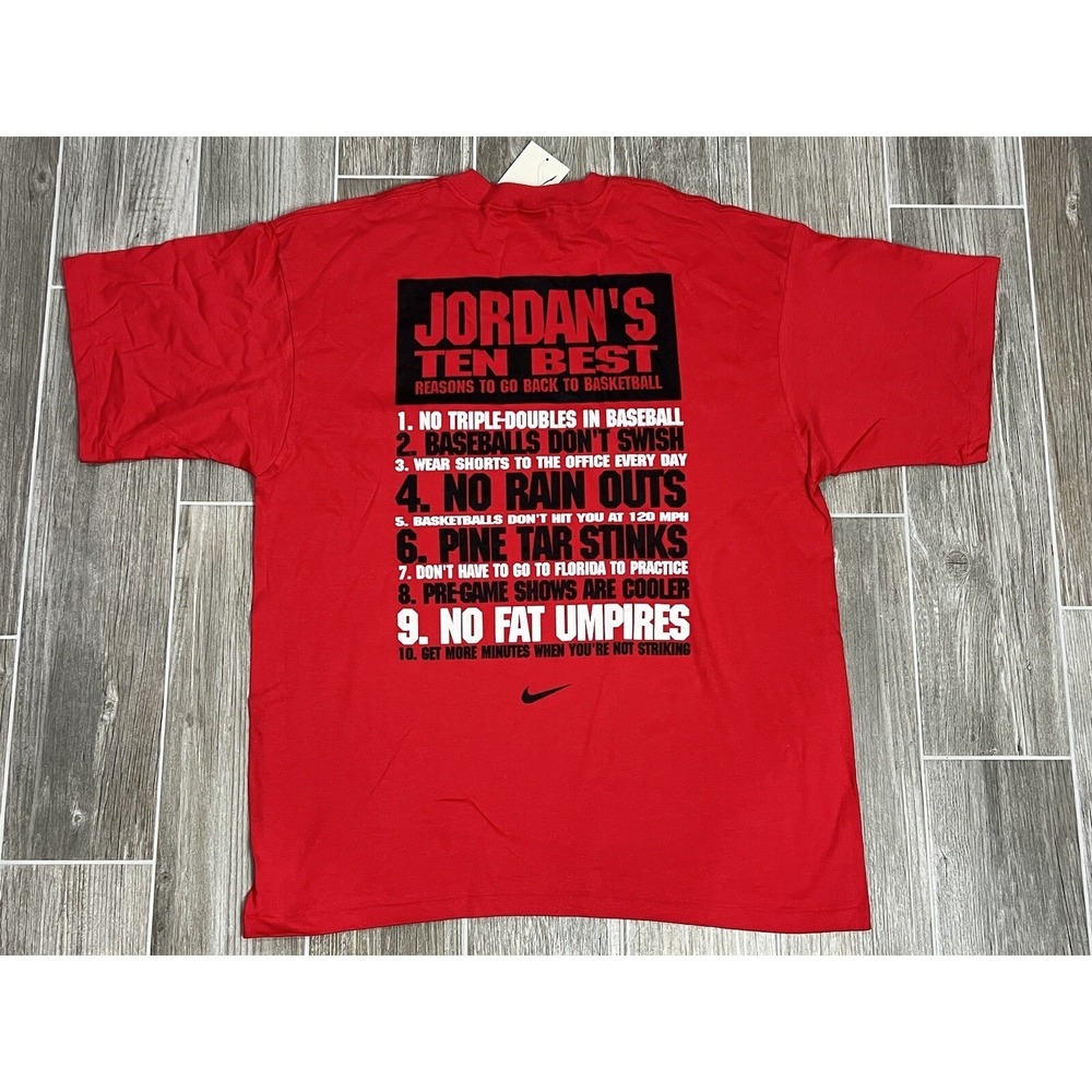 RARE Deadstock Vintage NWT Nike Jordan Ten Best Reasons Chicago Bulls Shirt L